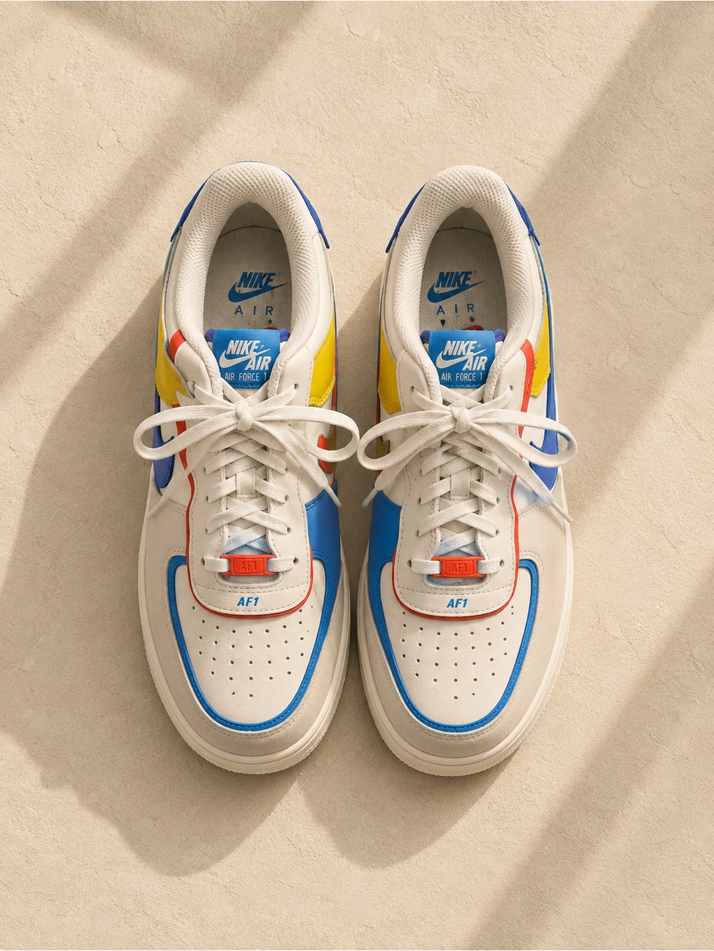 Nike Air Force 1 Shadow Sneakers Men’s US 12 Sail University Blue Yellow Orange - Picture 2 of 7